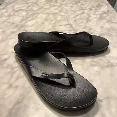 REEF CUSHION COURT Women's Black Flip Flop Sandals US 10UK 8 EURO 41 Worn 1x • $22.99