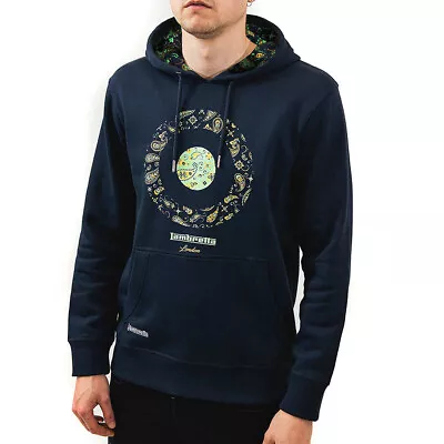 Lambretta Men's Classic Large Logo Paisley Target Hoodie Navy RRP £40 • £35