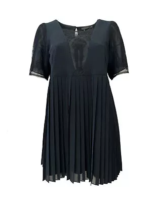 Marina Rinaldi Women's Black Flaminia Pleated Lace Dress Size 16W/25 NWT • $221.25
