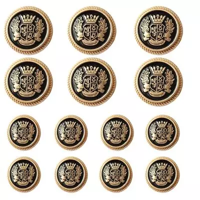 14-Piece Black Gold Metal Blazer Button Set For Jackets And Blazers • $18.11