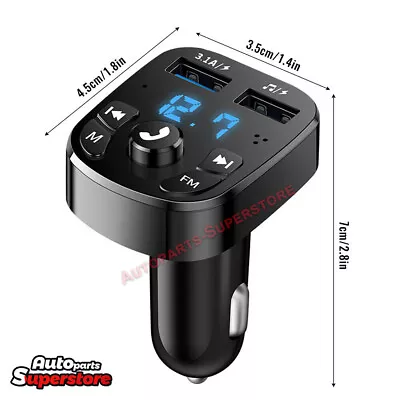 Bluetooth 5.0 Car Wireless FM Audio Receiver 2 USB HandsFree Fast Charger AUX • $6.61