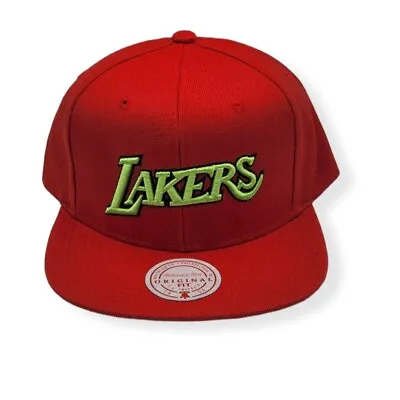 Mitchell & Ness Los Angeles Lakers Reverse Grinch HWC Adjustable Snapback Hat • $34.99