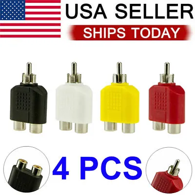 4x 1-Male To 2-Female Cable Adapter RCA Y Splitter AV Audio Video Plug Converter • $7.98