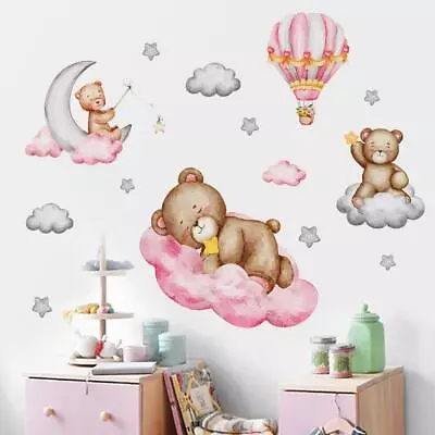 Cartoon Bear Coulds Wall Stickers Baby Nursery Diy Kids Room Home Decor Decal • $9.90