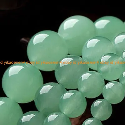 4/6/8/10/12MM Natural Smooth Light Green Jade Round Gemstone Loose Beads 15'' • £3.83