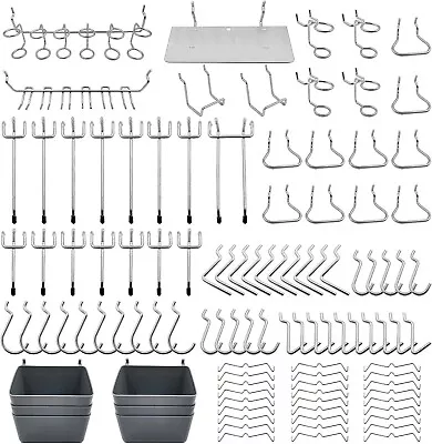 140-Piece Pegboard Hooks Assortment With Pegboard Bins And Locks Organize- L2.37 • $19.99