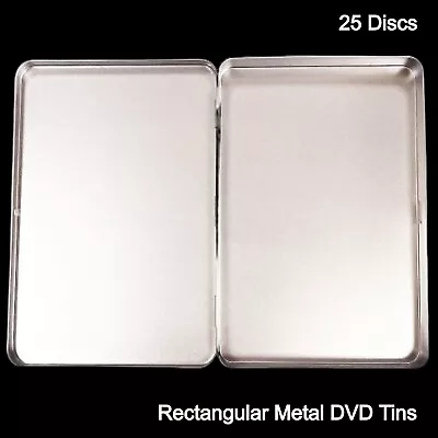 25 X Rectangular Metal Aluminium Silver Ultra Multi Storage Case CD DVD Tins New • £111.99