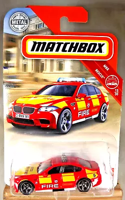 2018 Matchbox 68/125 MBX Rescue 15/30 BMW M5 Red-Yellow W/Dark Chrome 5 Spokes • $10