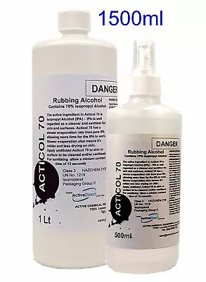 $23.50 • Buy Isopropyl Alcohol 70% IPA Sanitiser 1.5L 1 Litre + 500ml Finger Sprayer 500 Ml