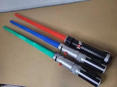 £19.99 • Buy Star Wars Light Saber Hasbro Extendable Flick Out Bundle X3 Red Blue Green 1999