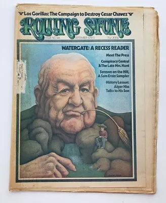 VTG Rolling Stone Magazine September 13 1973 Issue 143 Watergate A Recess Reader • $19.95