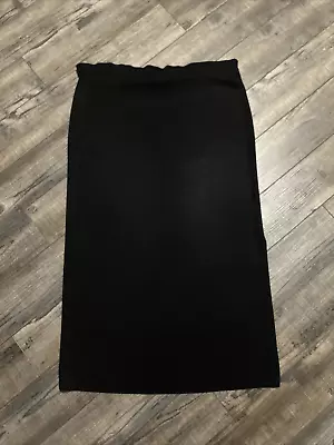 Exclusively Misook Black Elastic Waist Wide Band Midi Straight Skirt Womens XL • $25