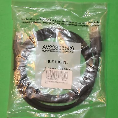 Belkin 6 Ft HDMI To Mini-HDMI Cable AV22303b06 • $3