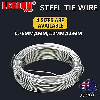 Steel Garden Tie Wire Handy Roll Spool 0.75mm 1mm Cable Wire Tying Rope Fencing • $6.90