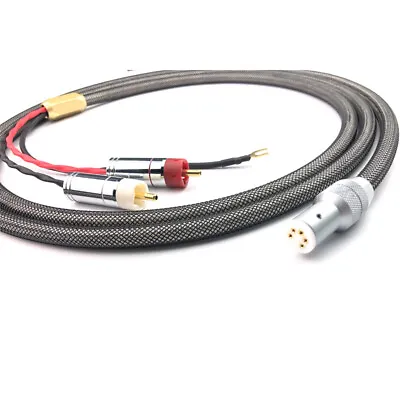 OFC Silver Shield RCA To 5 Pin DIN Audio Phono Tonearm Cable With Ground Wire • $44.17