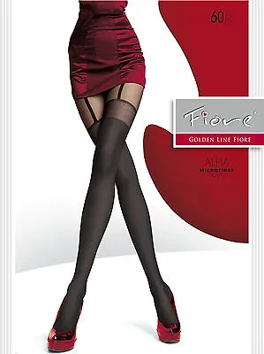 ALPIA 60 DEN FIORE New Mock Sexy Tights With A Hold-up Imitation Pattern. • $6.83