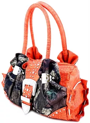 Mossy Oak Camo Orange Rhinestone Purse Camouflage Handbag • $42.95