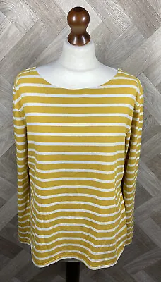 £11.99 • Buy Ladies Seasalt Cornwall Mustard & White Striped Sailor Top T Shirt Size 16