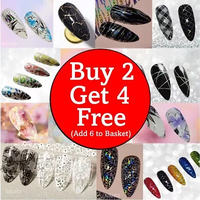 Nail Art Foils Holographic Marble Designer Decal Decor Transfer Sticker Manicure • £0.99