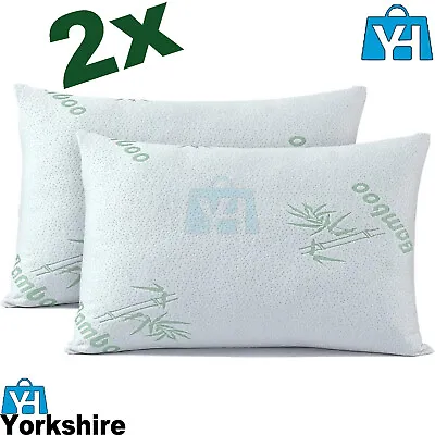 2 X Super Bamboo Shredded Memory Microfiber Pillow Head Neck Pilow Anti-allergy • £13.95