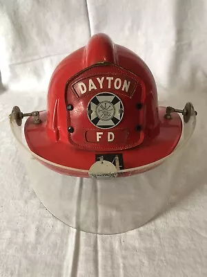 Vintage Plastic Msa Red Fire Helmet ~ Dayton Fd #14 • $249.99