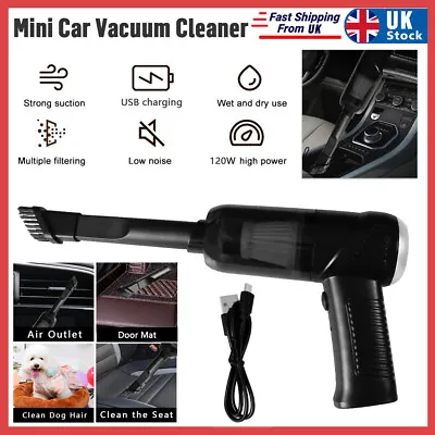 Rechargeable Cordless Hand Held Vacuum Cleaner 120W Small Mini Car Home Duster • £9.48