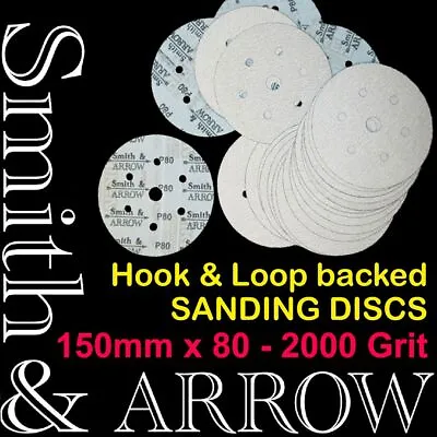 ORBTIAL SANDING DISC 150mm 6  HOOK AND LOOP PAD 6 HOLE SANDPAPER DRYWALL METAL • $31.20