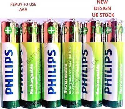 PHILIPS AAA RECHARGEABLE BATTERIES 700mAh NiMH HR03 1.2V Cordless Dect Phones • £4.19