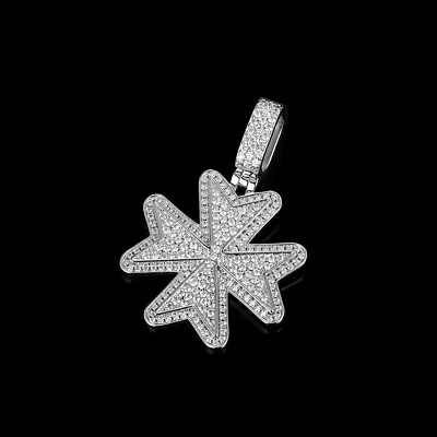 Men's 1.50 Ct Round Cut Natural Moissanite Maltese Cross Pendant Sterling Silver • $97.49