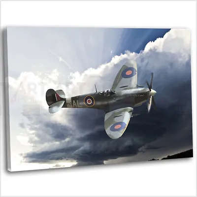 £16.99 • Buy RAF WW2 Military Spitfire Canvas Print Framed Digital Painting Art Picture (5)