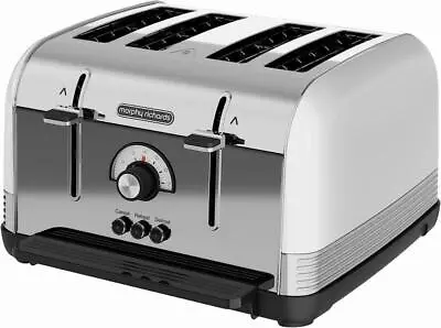 Morphy Richard 240332 4 Slice Wide Slot Toaster Stainless Steel In White • £28.95