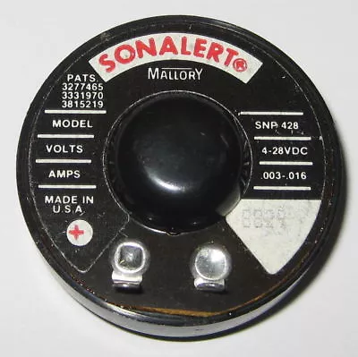 $8.50 • Buy Mallory 42mm Sonalert Buzzer – 2900 Hz – 64 To 76 DBA – 4 To 28 V DC – SNP428