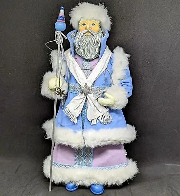 Vintage Midwest Imports 11.5  Fabric Mache Santa Figurine Ice Blue  • $32