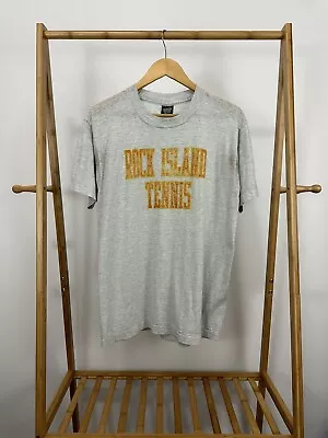 VTG 90s Rock Island Tennis Paper Thin Burnout WIP Work 50/50 T-Shirt L • $39.95