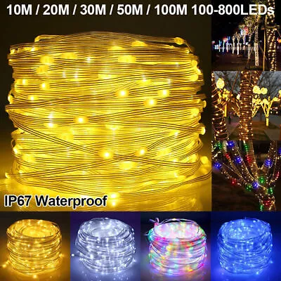 10-100M LED Rope Tube String Mains Plug Fairy Lights Outdoor Garden Xmas Lamp UK • £19.89