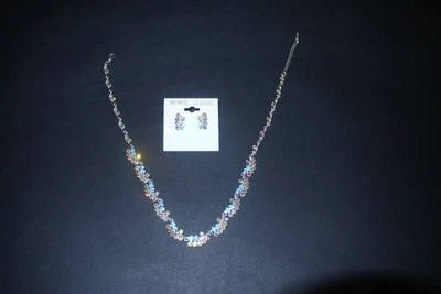 £10 • Buy INFINITE CLASSIC-Quality TWO Piece Silver Tone Turquoise Diamante Jewellery Set 
