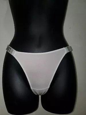 New Victoria's Secret Very Sexy Thong  Size ( L ) White Rhinestone Shine Strap  • $9.99