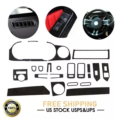 Fits Ford Mustang 2009-2013 21Pc Carbon Fiber Full Set Interior Decor Cover Trim • $63.99