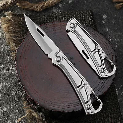 EDC Pocket Knife Stainless Steel Folding Knife Keychain Survival Camping Tool • $7.35