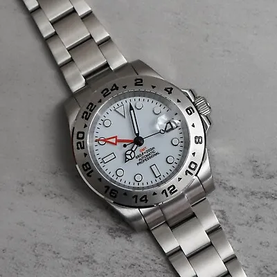 40mm White Custom Explorer 2 GMT Mod Watch NO LOGO W/ NH34 Automatic Mvmt • $199