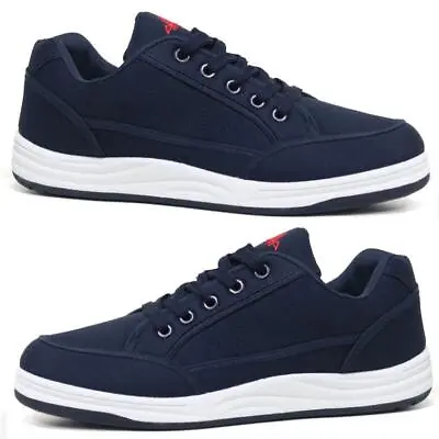 Mens Flat Canvas Trainers Driving Lace Up Casual Sneakers Pumps Plimsolls Shoes • £17.95