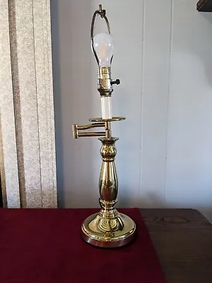 Vintage Brass Swing Arm Desk/Table Lamp Side Swivel Arm Candlestick Style Top • $19.99