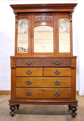 £750 • Buy Antique Victorian Carved Walnut Linen Press - Storage Cupboard With Drawers