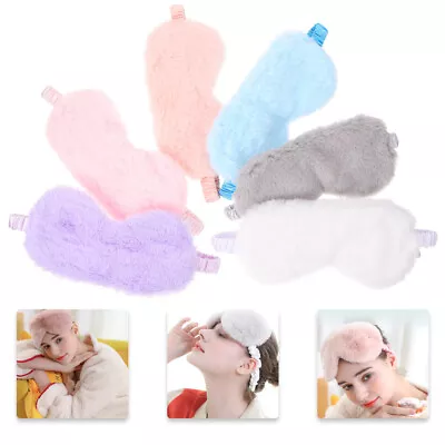  6 Pcs Faux Rabbit Fur Blackout Sleeping Man Plush Blindfold Eye Mask • £12.38