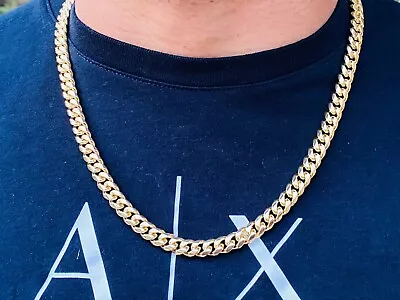 Mens 14k Gold Thick Miami Cuban Link Choker Necklace Chain Gold Finish 8 Mm 22  • $44