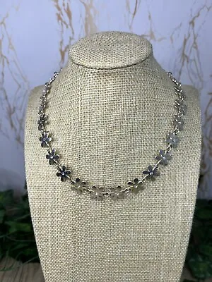 Silver Tone Daisy Chain Rhinestone Collar Necklace 85 • £3.99