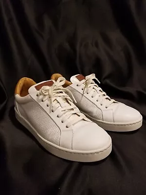 Magnanni Costa Lo Leather Sneaker White Brown Mens 9 M Lace Up Spain 22141 • $89
