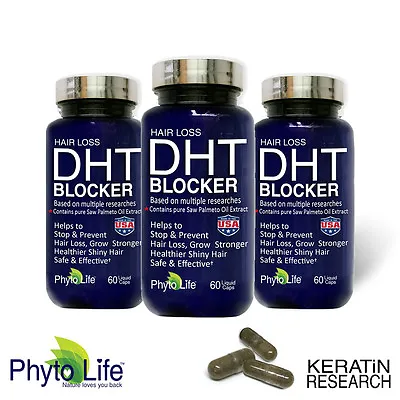 Prevent Hair Loss DHT BLOCKER X3 With Pure Saw Palmetto Oil Keratin Research USA • $103.83