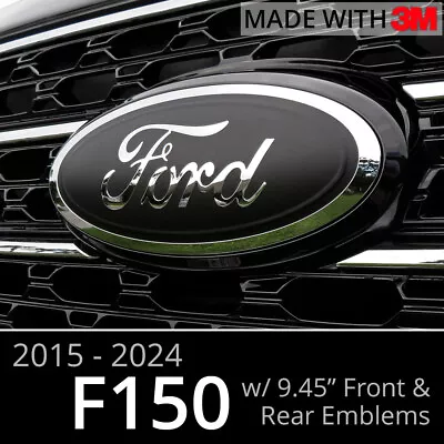 BocaDecals 2015-2023 Ford F150 Emblem Overlay Insert Decals MATTE BLACK Set Of 2 • $22.99