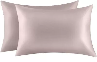 SUPER SOFT 100% Mulberry Silk Pillowcase Queen Grey Set Of 2 - Helps Hair & Skin • $11.50